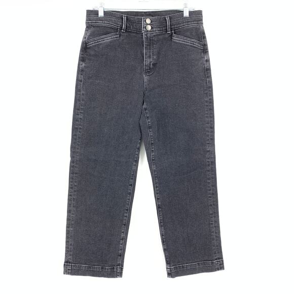 Ann Taylor The Easy Straight Leg Jeans Womens Size 10 Washed Black Cropped - Picture 1 of 6